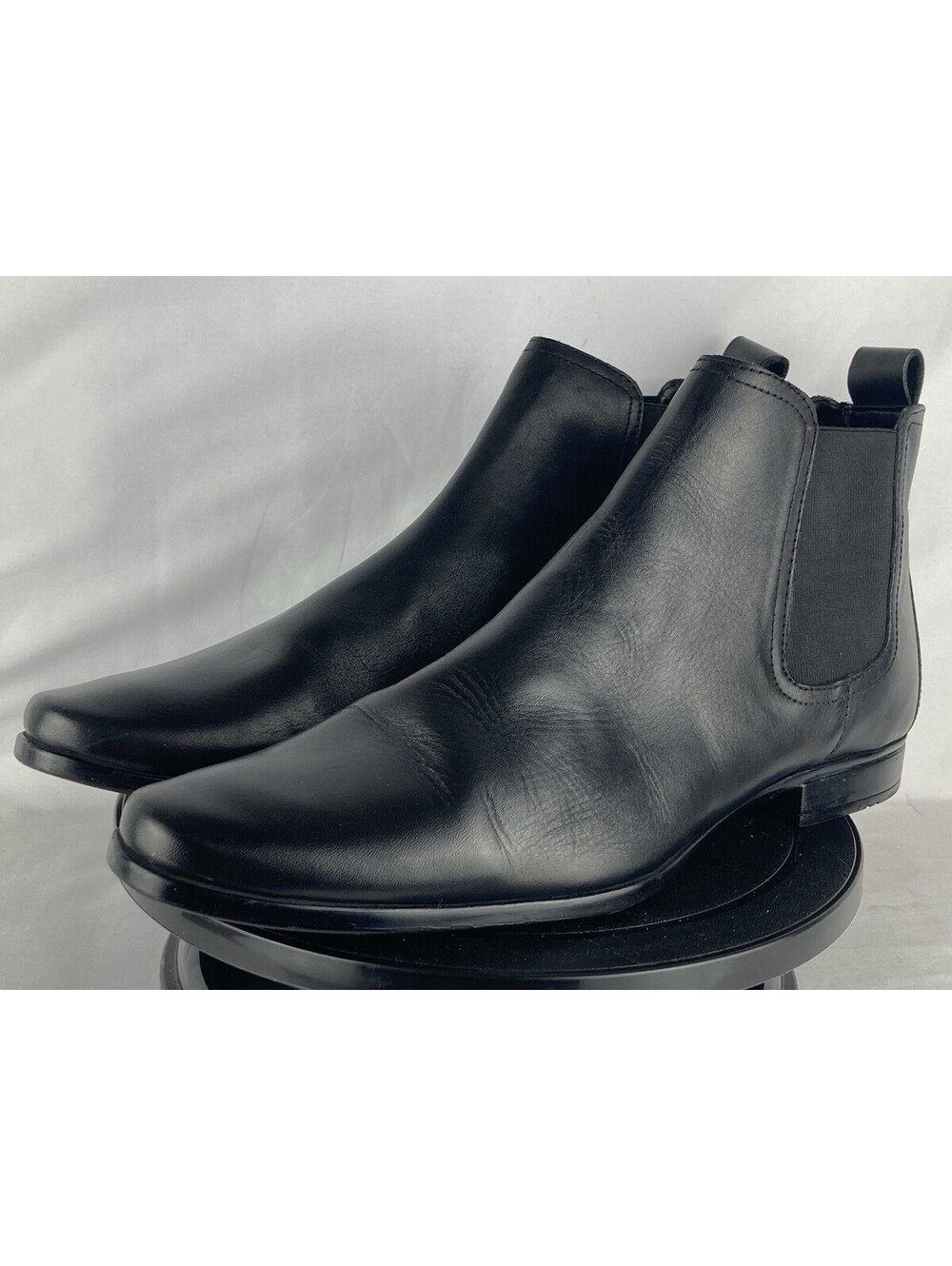 Men’s Size 12 ALDO Black Leather Chelsea Boots Ankle Dress Slip On Almond Toe
